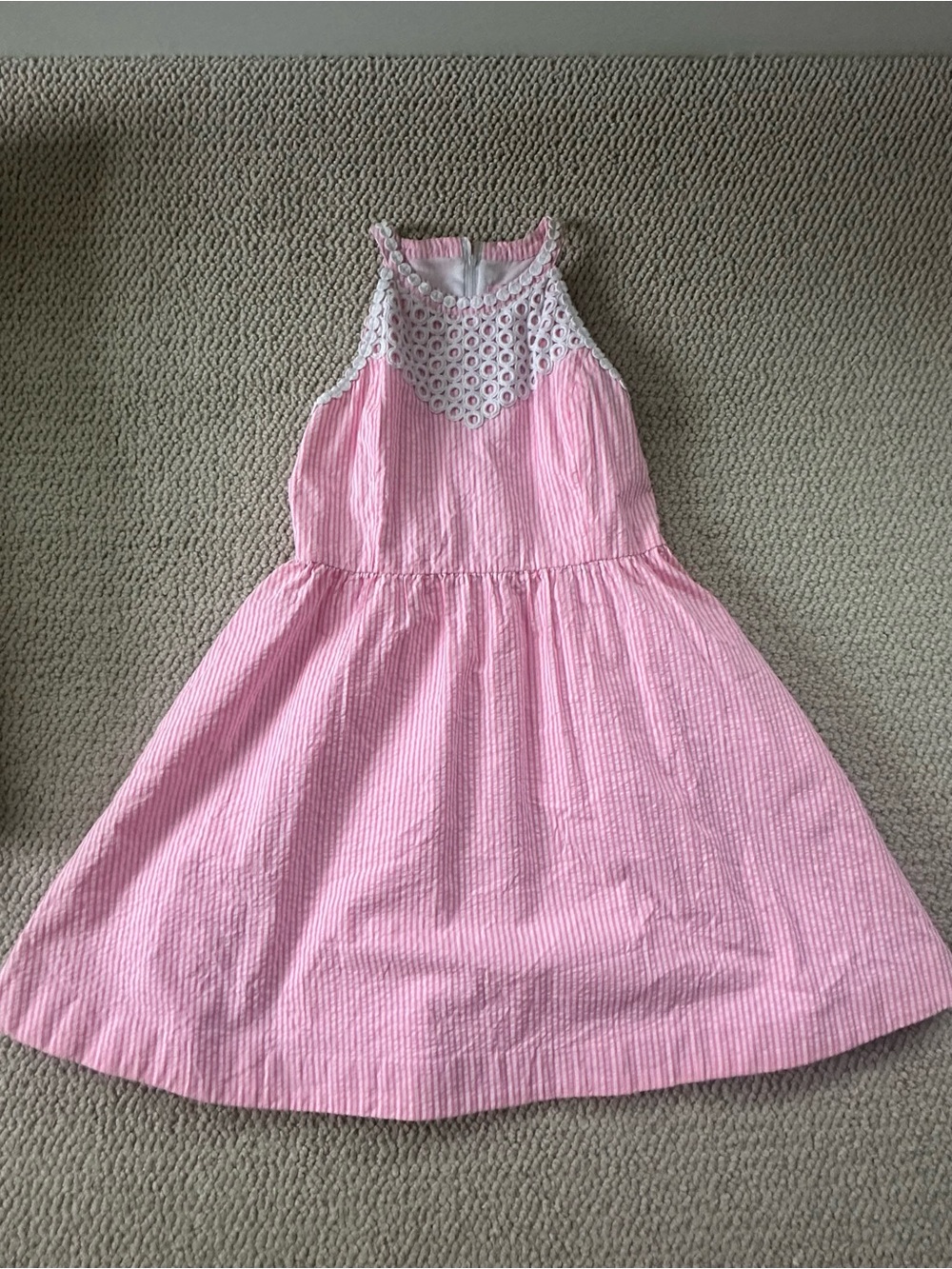 Lilly Pulitzer Pink & White Eyelet Halter Dress